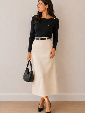 Tommy Hilfiger black bateau sweater w gold buttons